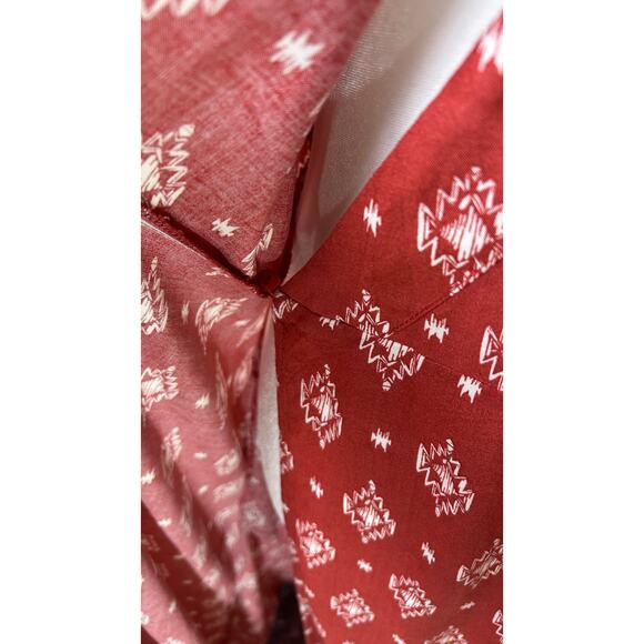 Long Tall Sally Womens Sz 8 Tall  Red Boho Wrap Tie Waist V Neck Maxi Dress 0530 - Picture 11 of 15